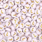300Pcs Letter Beads L 4X7mm Gold Alphabet Beads Acrylic Round Shape Loose Beads for Name Bracelets Necklaces Key Chains DIY Jewelry Making (L) - color: Gold, size: L