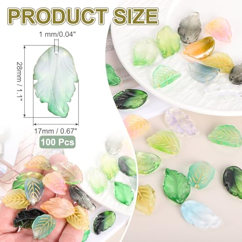 PATIKIL Glass Leaf Beads, 100Pcs Cute Crystal Leaf Charms, Translucent Czech Spacer Beads for DIY Jewelry Making Bracelets Necklace Wind Chimes Suncatchers, Clear Green - color: Clear Green