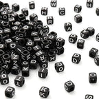 ToBeIT Acrylic Alphabet Letter A-Z Cube Beads 1000 pcs for Jewelry Making, Bracelets, Necklaces(6mm) (Black) - color: black