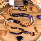 108 Mala Beads Genuine Semi-Precious Gemstone Hand Knotted 8MM Prayer Beads Long Multicolor Necklace 40 Inches - style: protection