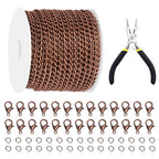 Glarks 102Pcs 30 Feet Jewelry Chains Set Ancient Red Copper Cable Link Chains Link Rolls Bulk Twisted Links Chain Necklace Jewelry Making Chains with Lobster Clasps and Jump Rings for Necklace Jewelry - color: Copper