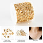 Kyutong 32.8 Feet Thin Stainless Steel Lip Chain Roll Gold Chain for Jewelry Making for Necklace Choker Bracelet DIY Jewelry Craft Supplies - color: Gold Lip