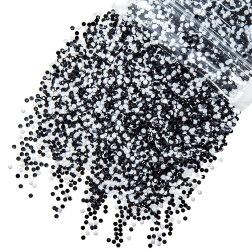 qiipii 5300PCS 3mm Solid Black and White Mix Resin Rhinestones for Crafting Flatback Jelly Stones Bulk SS10 Diamonds Gems Charms for Nails Face Eyes Makeup Tumblers Bottles Crafts Clothes Shoes Phones - color: Black+White, size: 3mm Bulk