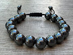 GAF TREASURES Grade A ++ Gemstone Round Bead Adjustable Bracelet 10mm, Genuine Crystal Bead Bracelet, Gift for Men & Women - color: Hematite