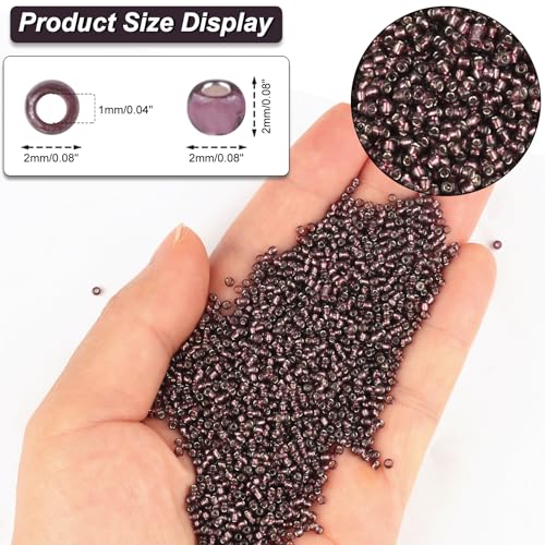10100 Pcs Size 11/0 Glass Seed Beads, 2 mm Burgundy Small Mini Spacer Loose Pony Beads for Jewelry Making and DIY Crafts - color: Burgundy, size: Small