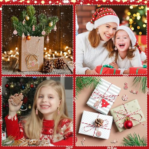 SANNIX 90 Pcs Christmas Charms for Jewelry Making, Xmas Candy Charms Red White Candy Cane Holiday Charm Pendants for Bracelets Necklaces Earrings Making and Crafting - color: Red White