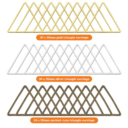 150pcs Beading Hoop Earrings Finding 20mm Triangle Earring Beading Hoops Triangle Linking Rings Earring Hoops Connector Links Earrings Pendant for DIY Earring Making, Necklace Crafts Supplies(3Colors) - color: 150PCS;Gold,Silver,Ancient cyan
