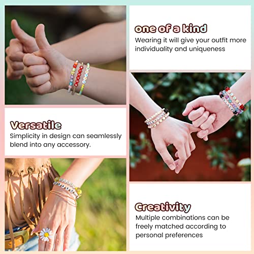 FZIIVQU 1400 Pcs Letter Beads Kit, 28 Styles White Acrylic Alphabet Beads Letter Beads for Jewelry Making wiht Number Beads Heart Beads Friendship Bracelet Kit - color: Colour Letter & White Base, size: 4*7mm