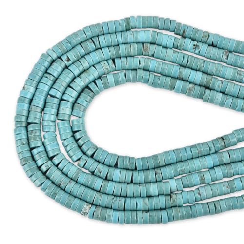 170pcs 5x2mm Natural Turquoise Heishi Disc Rondelle Spacer Stone Semi Precious Gemstone Loose Beads for Jewelry Making 15 Inch - color: Turquoise, size: 5x2mm