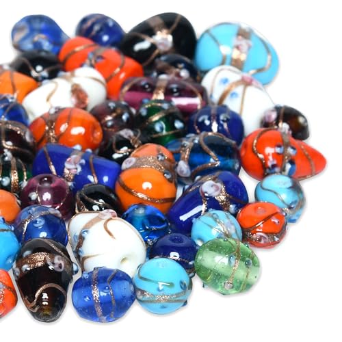 2/3 LB Bag of Assorted Glass Beads for Jewelry Making, Lampwork Murano Bead Mix for Bracelets and Necklaces, Crafting Beads Supplies Kit, Large & Small Beads (Wedding Cake Mix) - color: Wedding Cake Mix