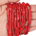 Natural Red Turquoise Stone Beads, Each Approximately 5x5x2mm Square 2-Hole Spacer Bead, are Used to Make Bracelets, Earrings, Necklaces, with Each String Measuring 15-16 Inches - color: Red Turquoise