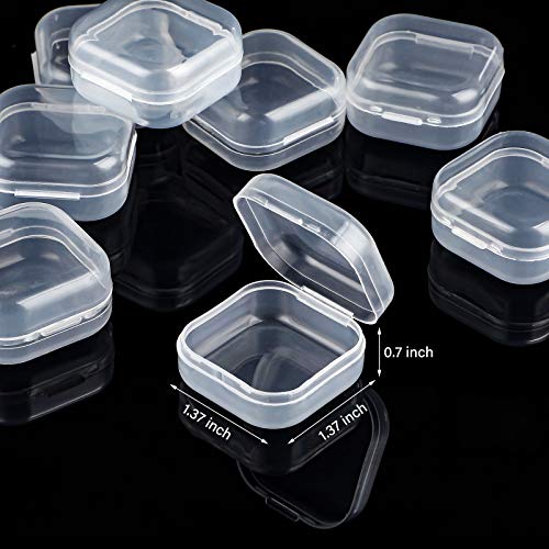 SATINIOR 12 Pack Clear Plastic Beads Storage Containers Box with Hinged Lid for Beads and More (1.38 x 1.38 x 0.71 Inch) - size: 1.38 x 1.38 x 0.71 Inch