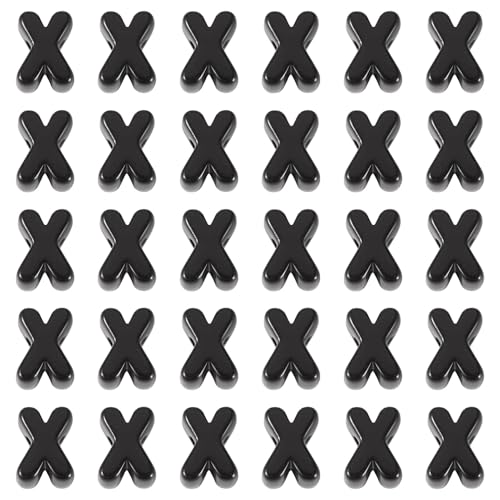 FASHEWELRY 30Pcs Acrylic Letter X Beads with Large Hole Big Plastic Letter Blocks European Beads 3D Letters Chunky Vowel Initial Alphabet Bead for Key Chains Necklace DIY Arts Craft Projects - color: Black, size: X