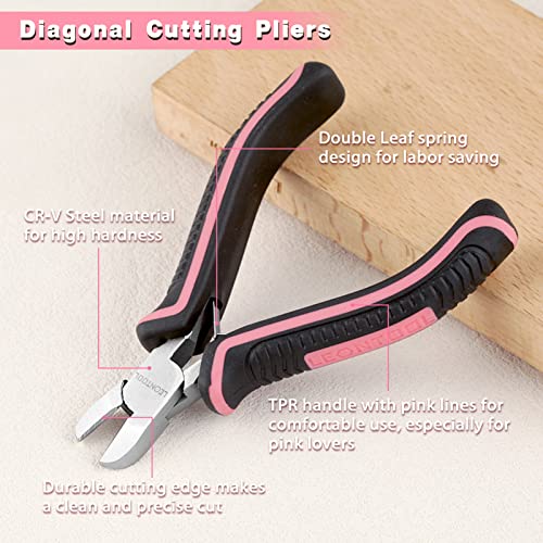Mini Diagonal Cutting Pliers 4 Inches Floral Wire Cutters for Artificial Flowers Side Cutters Pliers for Jewelry Making Diagonal Wire Cutters for Wire, Zip Ties, Crafting,Pink Tool for Women - style: Diagonal Cutting Pliers