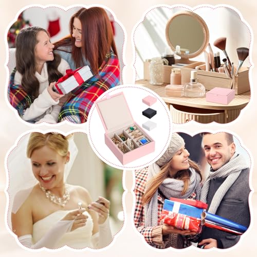 Nosiny 12 Pack Small Jewelry Gifts Box Bridesmaid Gifts Bulk Travel Jewelry Storage Case Portable Flip Cover PU Leather Mini Gift Boxes for Rings Earrings Necklace for Women Girl Wedding Birthday