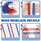 Huskein 100 PCS 4th of July Beads, 33" Patriotic Beads Necklaces Bulk, Red White Blue Necklace Bulk, Independence Day Party Parade Accessories Set for Memorial Day Fourth of July Party Supplies - color: RedWhiteBlue