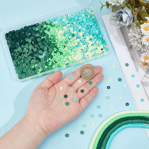 SUNNYCLUE 1 Box 3000pcs 6mm St. Patrick's Day Green Clay Beads Clay Spacer Beads Multicolor Polymer Slice Disc Flat Round Heishi Loose Spacer for Jewelry Making Supplies Women Adults Bracelet Earrings - style: Style 4