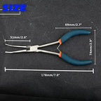 Long Reach Bent Needle Nose Pliers, 7 Inches, Serrated Jaws, PVC Handles, High Carbon Steel, Blue, Jewelry Making, Beading, Handicraft - style: Bent Needle Nose Pliers Serrated Jaws