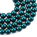 Cheriswelry 100pcs/strand 8mm Round Glass Pearl Beads Strand Tiny Satin Luster Pearl Beads Loose Spacer for DIY Bracelet Necklace Earrings Jewelry Making Crafts Supplies (Teal)