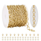 KYUNHOO 9.8 Feet Gold Plated Jewelry Making Chains Bulk on Spool Embossed Stainless Steel Chain for Crafts DIY Charm Necklace Bracelet Jewelry Supplies with Lobster Claws - color: Sunflower Gold