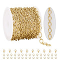 KYUNHOO 9.8 Feet Gold Plated Jewelry Making Chains Bulk on Spool Embossed Stainless Steel Chain for Crafts DIY Charm Necklace Bracelet Jewelry Supplies with Lobster Claws - color: Sunflower Gold
