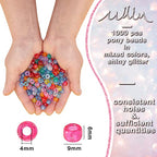 MIIIM 1000PCS 6x9mm Pony Beads Bulk, Glitter Kandi Beads for Bracelets Making Kit, Hair Braids Crafts for Jewelry Making (Glitter Mixed) - color: Glitter Mixed