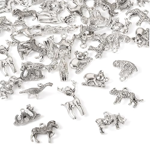 Craftdady Tibetan Style Antique Silver Alloy Pendants Cute Metal Dangle Charms Vintage Animal Pendants Hanging Charms for DIY Craft Earring Bracelet Necklace Jewelry Making Supplies - color: Antique Silver, Animal