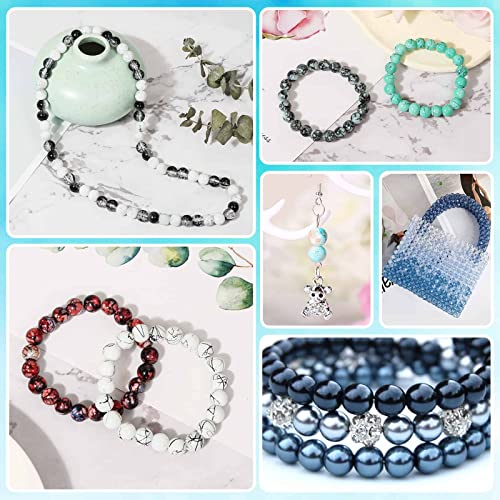 840pcs 8mm Glass Beads - 24 Colors, Round Marble Loose Beads for Men Women Bracelet Earring Necklace Jewelry Making Supplies - color: Black