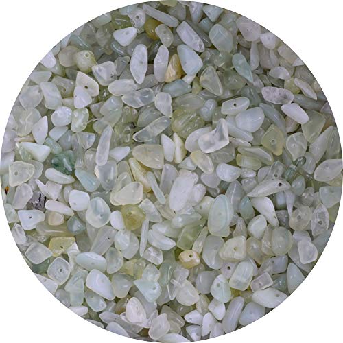 Natural Chip Stone Beads 5-8mm New Mountain Jade 400 Pieces Irregular Gemstones Healing Crystal Loose Rocks Bead Hole Drilled DIY for Bracelet Jewelry Making Crafting (5-8mm, New Mountain Jade) - color: New Mountain Jade