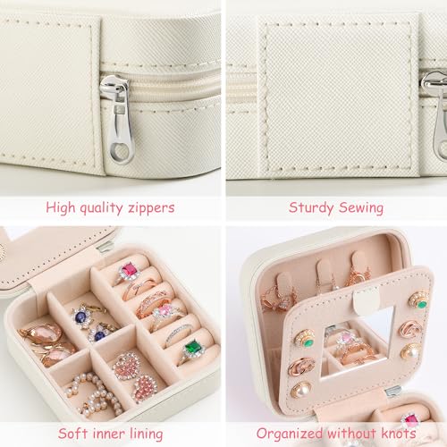 AYGXU Travel Jewelry Box for Women and Girls - Small Case With Initial A-Z - Teacher Gifts - color: white, size: no letter