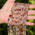 Natural Stone Beads 6-8mm Black Rutilated Quartz Oval Irregular Freeform Tumbled Loose Gemstone Beads for Jewelry Making 15 Inch Strand 50-55 Pcs - color: Black Rutilated Quartz-1 strand15”-approx. 55 beads