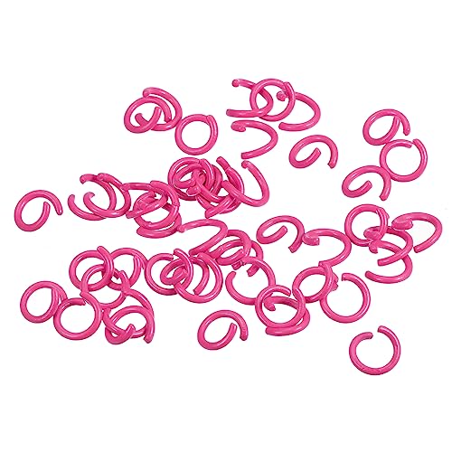 uxcell Open Jump Rings, 8mm Colorful O-Ring Connectors for DIY Crafts Jewelry Making, Carbon Steel, Rose Red, 100Pcs - color: Rose Red, size: 8mm