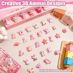 Ferreve 40 Pcs 3D Silicone Focal Beads for Pens, Keychain Making, Focal Beads Bulk for Beadable Keychain DIY Crafts Bracelet Necklace Phone Chain Charms Jewelry Making(Animal Pink) - style: Animal Pink