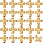 1 Box 80pcs Alloy Cross Beads Gold Crosses Beads Metal Tibetan Golden Crucifix Center Crosses Space Bead Bulk for Jewelry Making Holiday Bracelet Necklace Beading Accessories Supplies Crafts - color: Golden