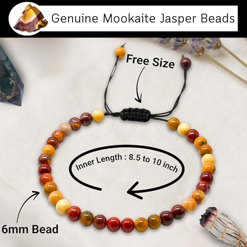 Amazing Gemstone Crystal Anklet Ankle Bracelets for Women - Waterproof Beaded Healing Crystal Anklets, Plus Size Chakra Gemstone Bead Anklet - color: Mookaite, style: Plain