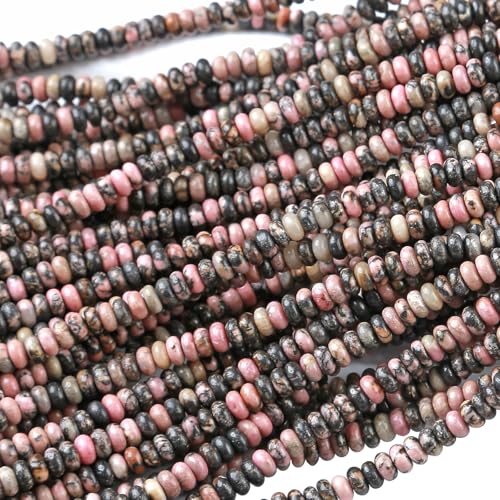 2x4MM 150PCS Black Rhodochrosite Rhodonite Tube Rondelle Abacus Disk Spacer Loose Beads for Jewelry Making - color: Black Rhodonite, size: 2x4mm abacus-shaped