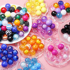 315Pcs 20mm Beads for Pens Making with Rondelle Spacer Beads Mixed Acrylic Focal Bubblegum Bead Crystal Round Sparkly Chunky Bead for Pens Beadable Necklace Keychain DIY Craft Jewelry Making Supplies - color: Rainbow and Pendant