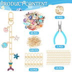 AUGSUN 189Pcs Ocean Themed Keychain Making Kit, Charm Jewelry Chain Making Crafts Including 60 Summer Beach Charms 12 Keychain Clips Hooks 15 Extender Chains 100 Jump Ring and Jewelry Plier - style: Ocean