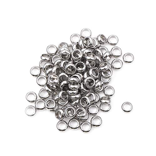 BEADIA Stainless Steel Spacer Beads 5x2mm Rondelle Loose Charm Caps Beads for DIY Jewelry Making 100pcs with 3mm Hole - color: 5x2mm 3mm
