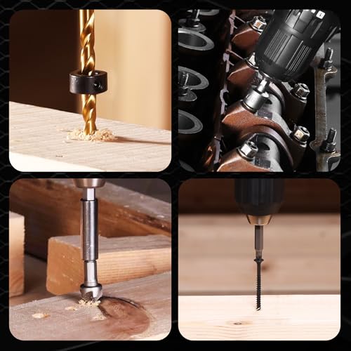 WORKPRO 455-Piece Drill Bit Set and Screwdriver Bit Set, Titanium Twist Drill Bits, Drywall Screws with Double Sided Storage Case, for Wood Metal Plastic Concrete Masonry - style: 455 PCS