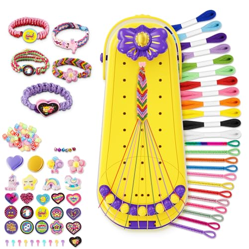 2-in-1 Friendship Bracelet Making Kits: DIY Art and Crafts Jewelry String Braiding Set Toys with Storage Box for Kids - Christmas Birthday Gifts for Girls Age 6 7 8 9 10 11 12 Year Old - Yellow - style: Yellow