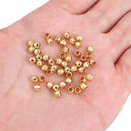 BEADIA 14K Gold Plated Laser Round Spacer Beads 4x4mm 50pcs for Jewelry Making Findings Non Tarnish - color: 14K Gold, size: 4mm Laser