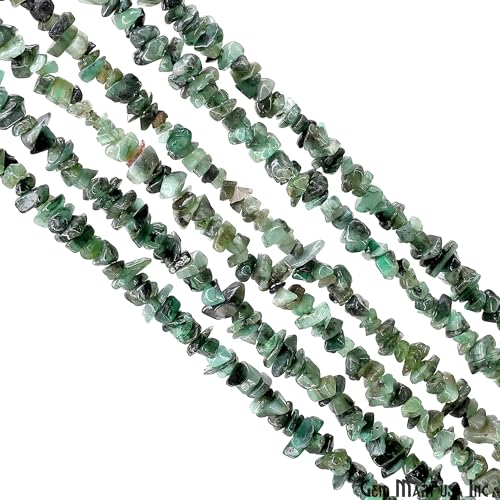 GM GemMartUSA Emerald Natural Raw Chip Beads Strands | Semi-Precious | AAA+ Quality 1 Strand 34” | DIY Bracelet Jewelry Making, Healing Crystal Craft| 4-6mm - Green-Color Gemstones (CHEM-70001) - color: Emerald (CHEM-70001)