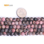GEM-Inside 6mm Natural Stone Black Rhodonite Frosted Matte Unpolished Round Beads for Jewelry Making Strand 15 inch - color: Black Rhodonite, size: 6mm