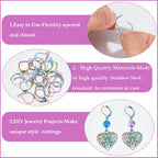 1 Box 40Pcs Leverback Earring Findings Stainless Steel Earring Hooks Bulk French Wire Rainbow Color Lever Back Small Huggie Earring Hooks for Jewelry Making Supplies DIY Craft Women Beginner
