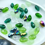 200pcs 3x5mm Teardrop Crystal Glass Beads Vertical Hole Faceted Loose Spacer Beads for DIY Craft Jewelry Making Necklace Bracelet Earring Wind Chimes(Green Series) - color: Green Series, size: 3x5mm