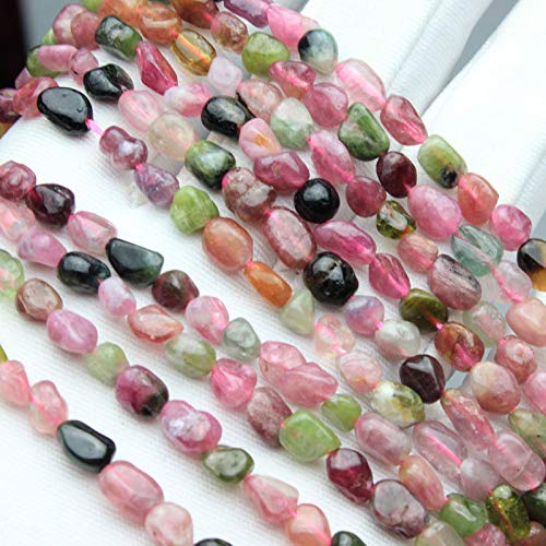MJDCB Natural Irregular Shape Stone Beads 6-8mm Multicolor Tourmaline Gemstone Energy Cured for Jewelry Making Necklaces - color: Multicolor Tourmaline