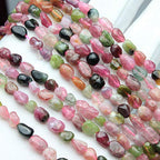 MJDCB Natural Irregular Shape Stone Beads 6-8mm Multicolor Tourmaline Gemstone Energy Cured for Jewelry Making Necklaces - color: Multicolor Tourmaline