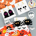 Xaekicr Halloween Polymer Clay Cutters Set – 8Pcs Clay Earring Cutters for Polymer Clay Jewelry, Ghost Bat Skull Pumpkin Shapes Clay Tools and Molds for DIY Crafts - color: A color