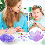 100pcs Cherry Blossom Beads, 5-Petal Gradient Acrylic Flower Beads, Mini Spacer Hair Accessories Halloween Christmas for Bracelets Earring Jewelry Making- Purple - color: Purple